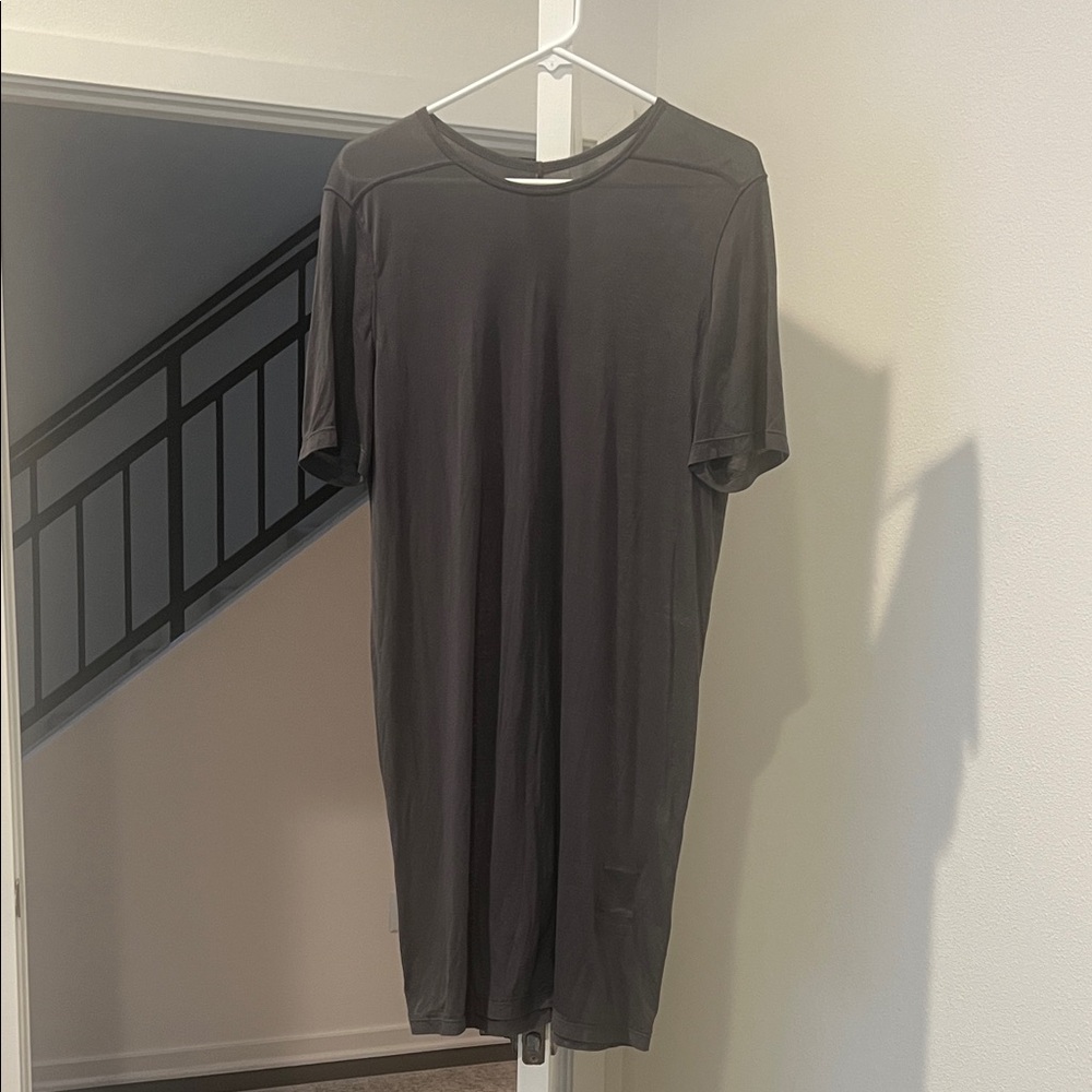 Rick Owens Charcoal Short Sleeve Long Tee